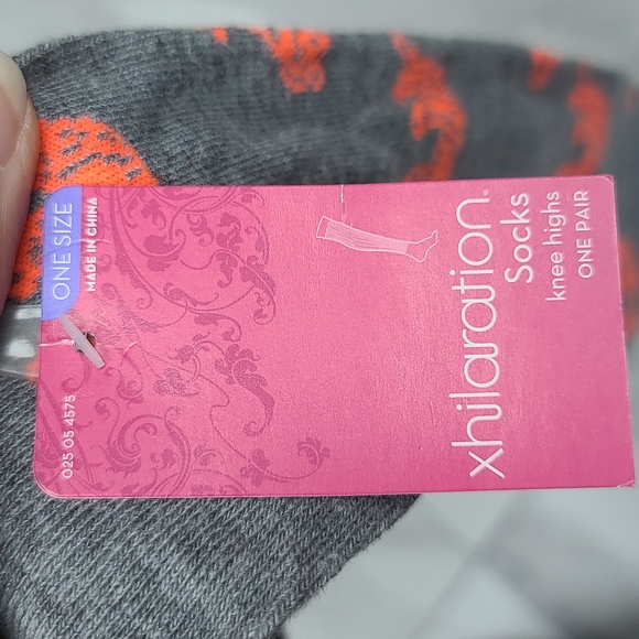 Knee high socks lion tiger neon orange grey - Picture 3 of 3